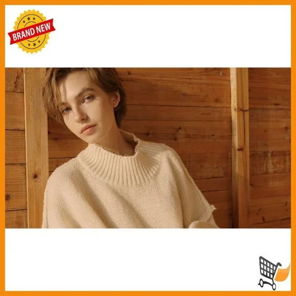 Oversized Mock Neck Batwing Sweater Ribbed Knit Tunic Pullover - Picture 7 of 8